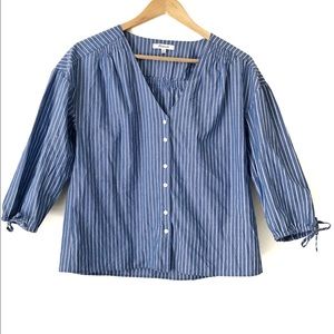 Madewell Striped Button-Down Peasant Top